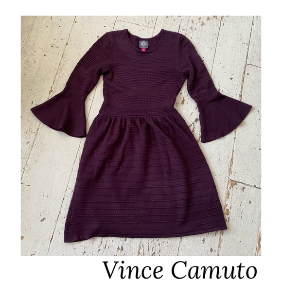 Vince Camuto Knit Textured BoHo Sweater Mini Dress - Picture 1 of 14